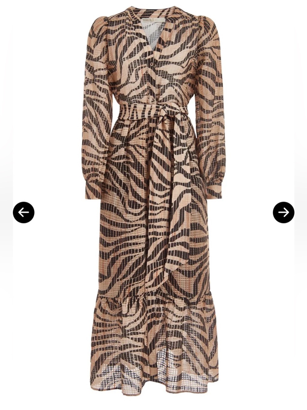 Marie Oliver Hannon Savanna Tiger Print Maxi Shirt Dress Size 4